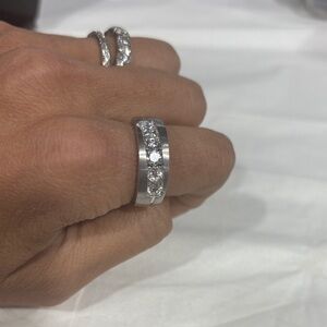 Men’s 14K white gold Labgrown diamond Ring 1.25 ct 5 stones Band